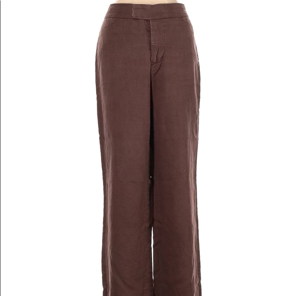 Brown linen wide leg pant